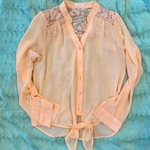 Peach Sheer Tied Top
